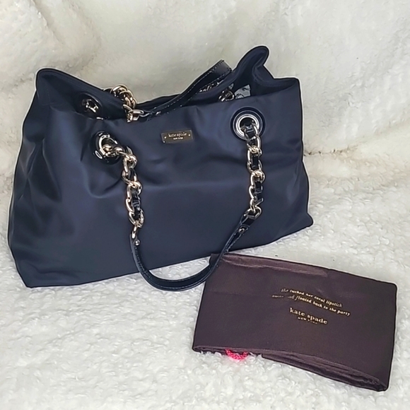 Kate Spade | Canvas Shoulder Bag w/Chain Detail & Dust Bag - Picture 1 of 16